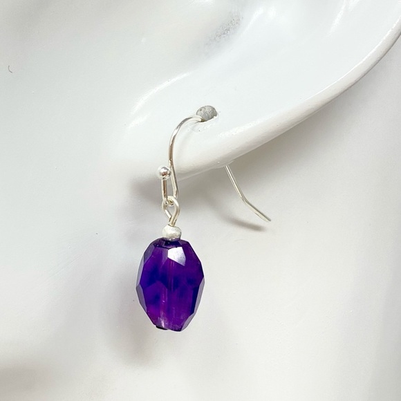 Amethyst nugget & faceted bead necklace + earrings - Picture 7 of 7